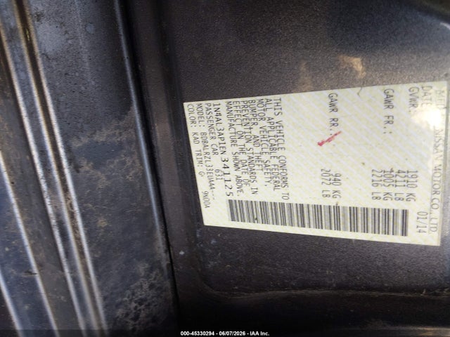 Aukcja sprzedaży 2014 Nissan Altima 2.5 S, vin: 1N4AL3AP1EN341125, numer aukcji: 45330294