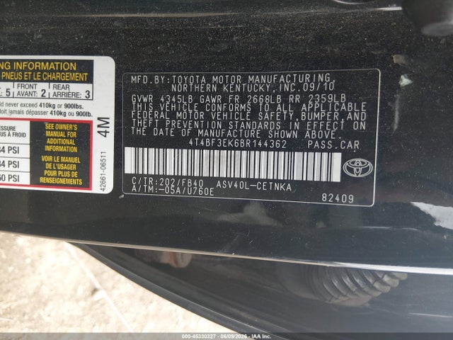 Aukcja sprzedaży 2011 Toyota Camry Le, vin: 4T4BF3EK6BR144362, numer aukcji: 45330327