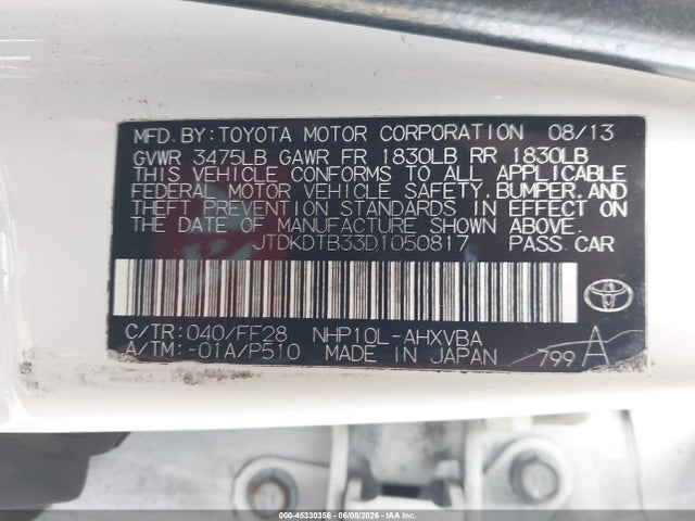 Продаж на аукціоні авто 2013 Toyota Prius C Two, vin: JTDKDTB33D1050817, номер лоту: 45330356