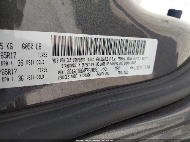 Aukcja sprzedaży 2015 Chrysler Town & Country Touring, vin: 2C4RC1BG4FR628981, numer aukcji: 45330428