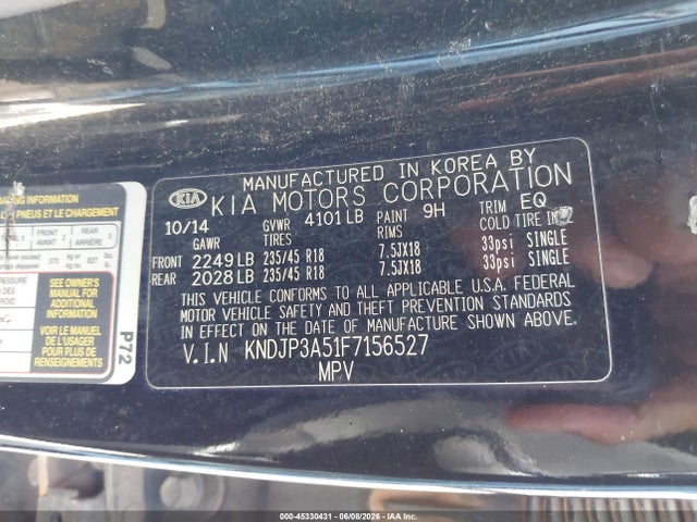 2015 Kia Soul + მანქანა იყიდება აუქციონზე, vin: KNDJP3A51F7156527, აუქციონის ნომერი: 45330431