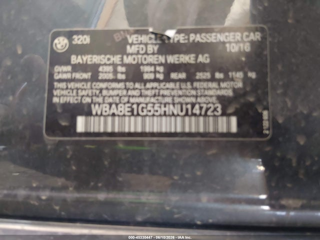 BMW 320i 2017 WBA8E1G55HNU14723 Image 9