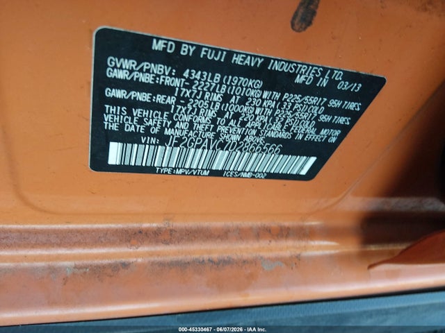 Aukcja sprzedaży 2013 Subaru Xv Crosstrek 2.0i Premium, vin: JF2GPAVC7D2866566, numer aukcji: 45330467