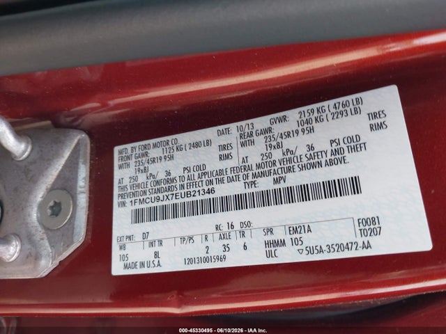 1FMCU9JX7EUB21346 Ford Escape Titanium