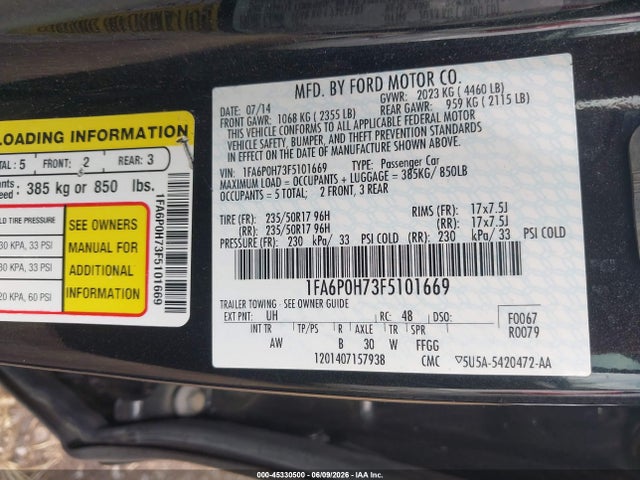 Aukcja sprzedaży 2015 Ford Fusion Se, vin: 1FA6P0H73F5101669, numer aukcji: 45330500