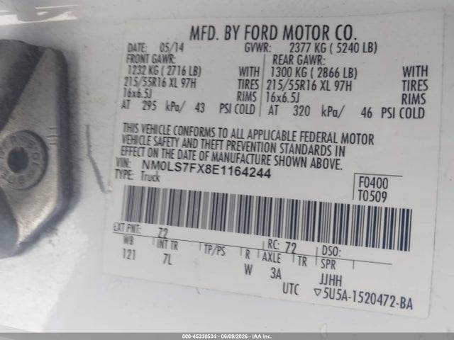 Aukcja sprzedaży 2014 Ford Transit Connect Xlt, vin: NM0LS7FX8E1164244, numer aukcji: 45330534