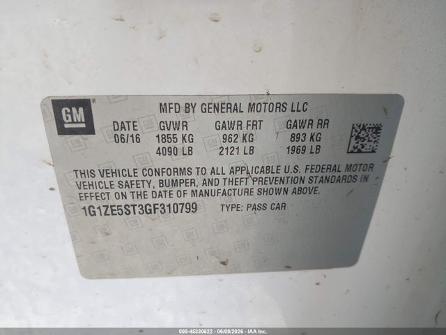 1G1ZE5ST3GF310799 Chevrolet MALIBU LT