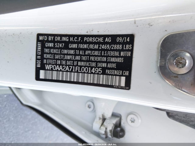 Продаж на аукціоні авто 2015 Porsche Panamera 4, vin: WP0AA2A71FL001495, номер лоту: 45330625
