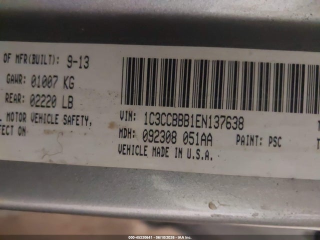 Aukcja sprzedaży 2014 Chrysler 200 Touring, vin: 1C3CCBBB1EN137638, numer aukcji: 45330641