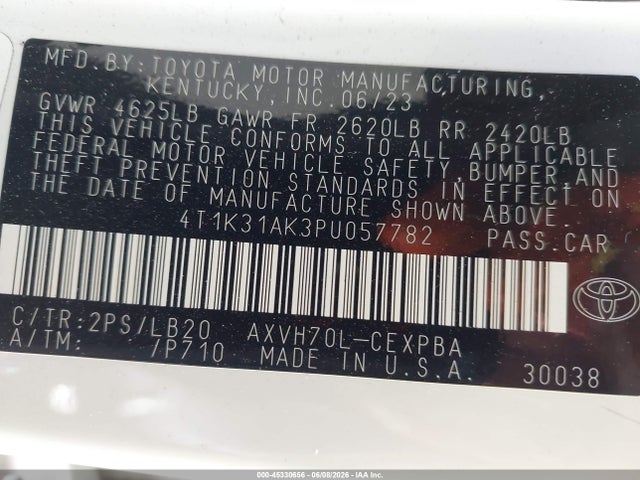 4T1K31AK3PU057782 Toyota Camry Xse Hybrid
