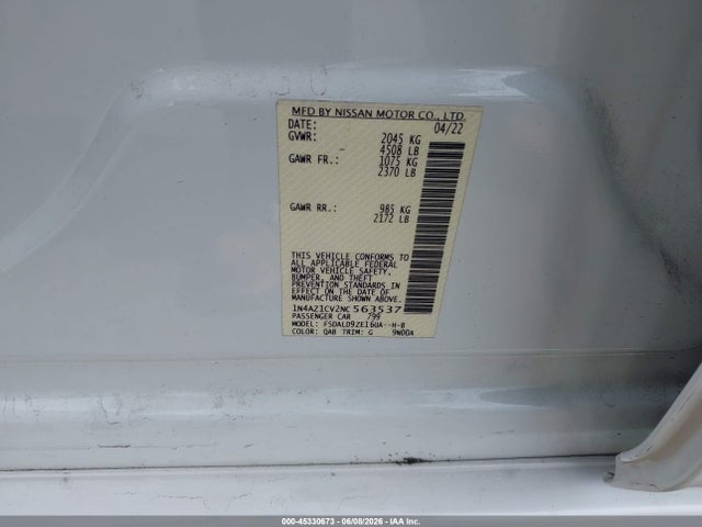 1N4AZ1CV2NC563537 Nissan Leaf Sv 40 Kwh