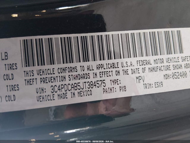 Aukcja sprzedaży 2018 Dodge Journey Se, vin: 3C4PDCAB5JT384575, numer aukcji: 45330676