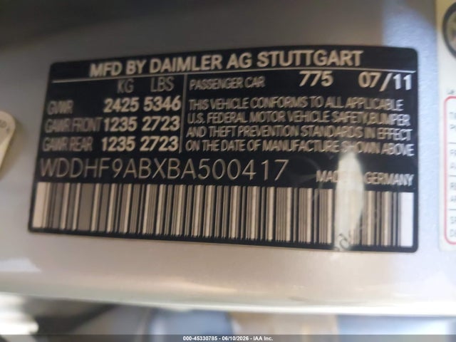 Продажа на аукционе авто 2011 Mercedes-benz E 550 4matic, vin: WDDHF9ABXBA500417, номер лота: 45330785