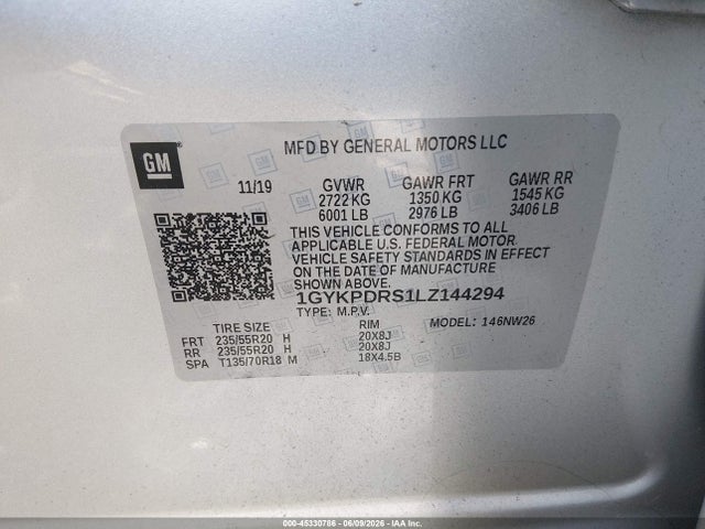 Продаж на аукціоні авто 2020 Cadillac Xt6 Awd Premium Luxury, vin: 1GYKPDRS1LZ144294, номер лоту: 45330786