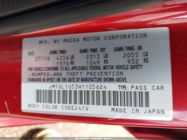 Aukcja sprzedaży 2017 Mazda Mazda6 Sport, vin: JM1GL1U53H1105624, numer aukcji: 45330787