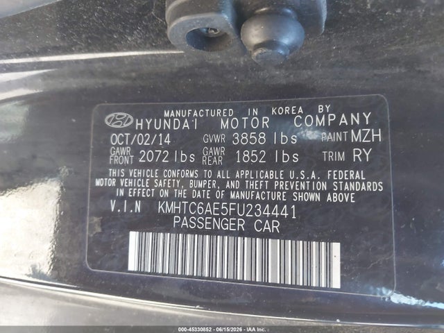 Aukcja sprzedaży 2015 Hyundai Veloster Turbo, vin: KMHTC6AE5FU234441, numer aukcji: 45330852