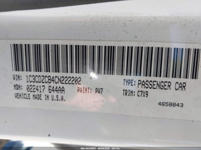 Продажа на аукционе авто 2012 Dodge Avenger Sxt, vin: 1C3CDZCB4CN222202, номер лота: 45330893