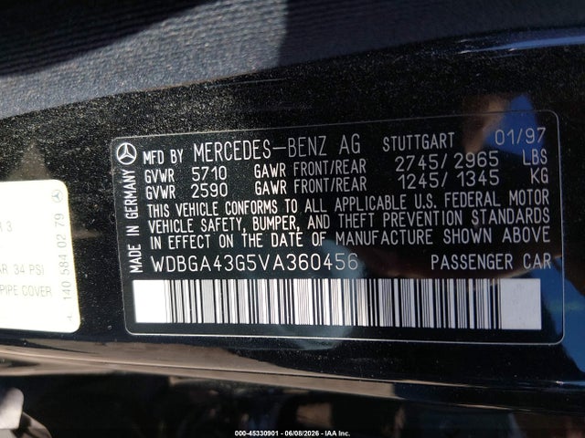 Продажа на аукционе авто 1997 Mercedes-benz S 420, vin: WDBGA43G5VA360456, номер лота: 45330901