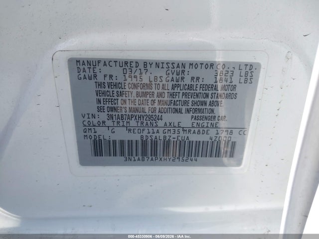 Nissan SENTRA S 2017 3N1AB7APXHY295244 Image 9