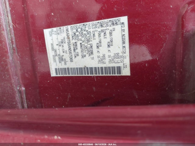 45330946 :رقم المزاد ، 1N6AA07B84N567068 vin ، 2004 Nissan Titan Le مزاد بيع