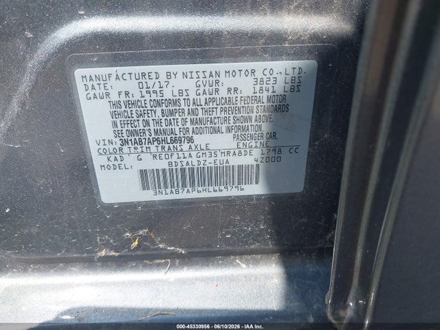 45330956 :رقم المزاد ، 3N1AB7AP6HL669796 vin ، 2017 Nissan Sentra Sv مزاد بيع