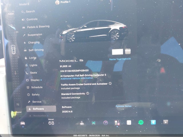 2021 Tesla Model S Long Range Dual Motor All-wheel Drive მანქანა იყიდება აუქციონზე, vin: 5YJSA1E52MF428420, აუქციონის ნომერი: 45330975