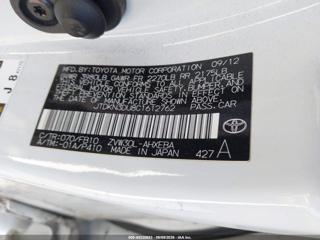 Aukcja sprzedaży 2012 Toyota Prius Three, vin: JTDKN3DU8C1612762, numer aukcji: 45330983