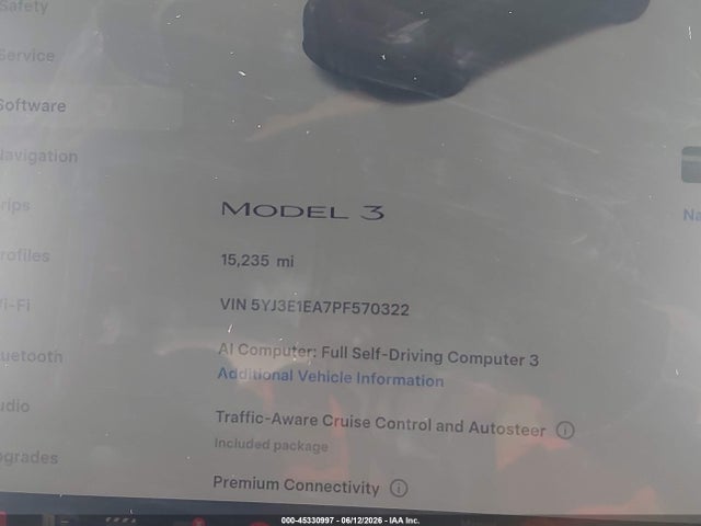 Aukcja sprzedaży 2023 Tesla Model 3 Rear-wheel Drive, vin: 5YJ3E1EA7PF570322, numer aukcji: 45330997