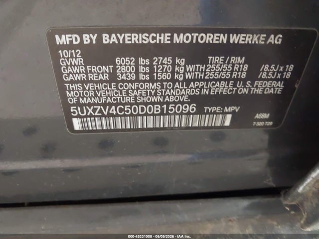 Aukcja sprzedaży 2013 Bmw X5 Xdrive35i/xdrive35i Premium/xdrive35i Sport Activity, vin: 5UXZV4C50D0B15096, numer aukcji: 45331008