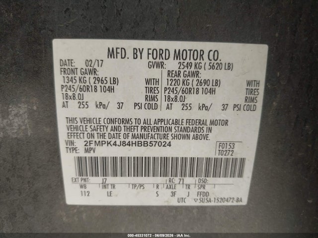Ford EDGE SEL 2017 2FMPK4J84HBB57024 Image 9