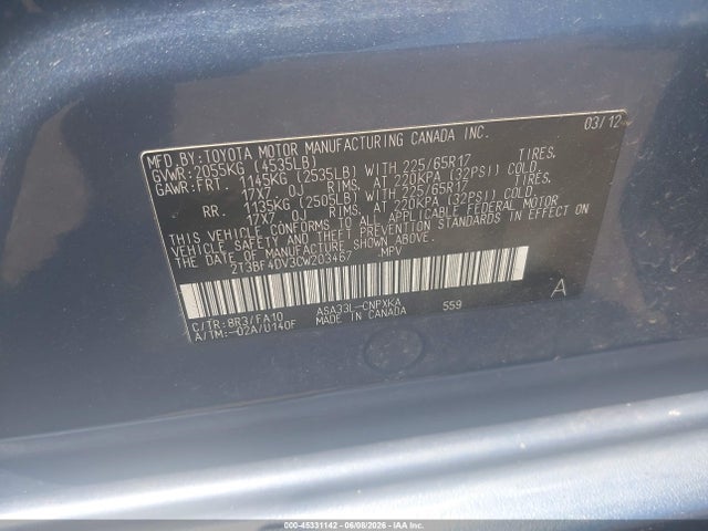 Aukcja sprzedaży 2012 Toyota Rav4, vin: 2T3BF4DV3CW203467, numer aukcji: 45331142