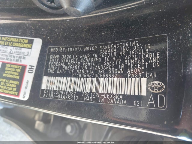 Toyota Corolla S Plus 2016 2T1BURHE7GC688662 Image 9