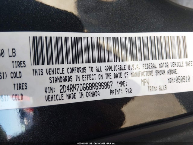 Aukcja sprzedaży 2011 Dodge Grand Caravan R/t, vin: 2D4RN7DG6BR696867, numer aukcji: 45331198