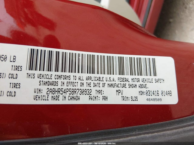 Aukcja sprzedaży 2008 Chrysler Town & Country Touring, vin: 2A8HR54P58R730932, numer aukcji: 45331201