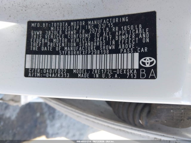 Toyota Corolla S 2015 5YFBURHEXFP298198 Image 9