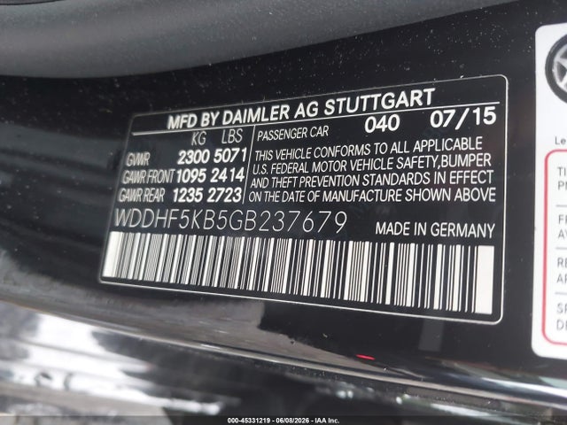 45331219 :رقم المزاد ، WDDHF5KB5GB237679 vin ، 2016 Mercedes-benz E 350 مزاد بيع