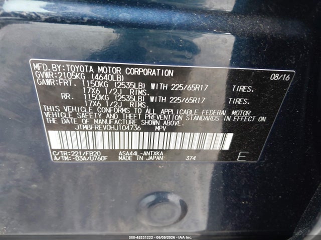 Toyota RAV4 LE 2017 JTMBFREV0HJ104736 Image 9