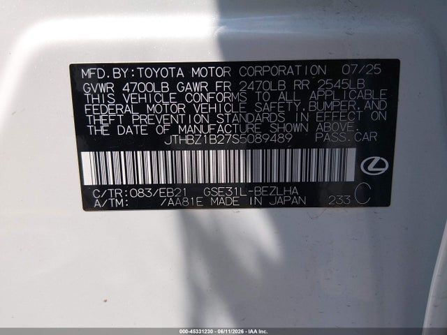 Продажа на аукционе авто 2025 Lexus Is 350 F Sport Design, vin: JTHBZ1B27S5089489, номер лота: 45331230