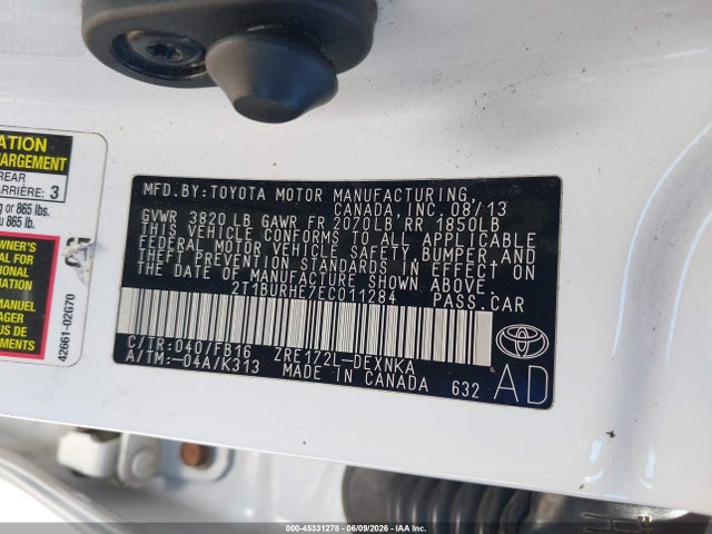Aukcja sprzedaży 2014 Toyota Corolla Le, vin: 2T1BURHE7EC011284, numer aukcji: 45331278