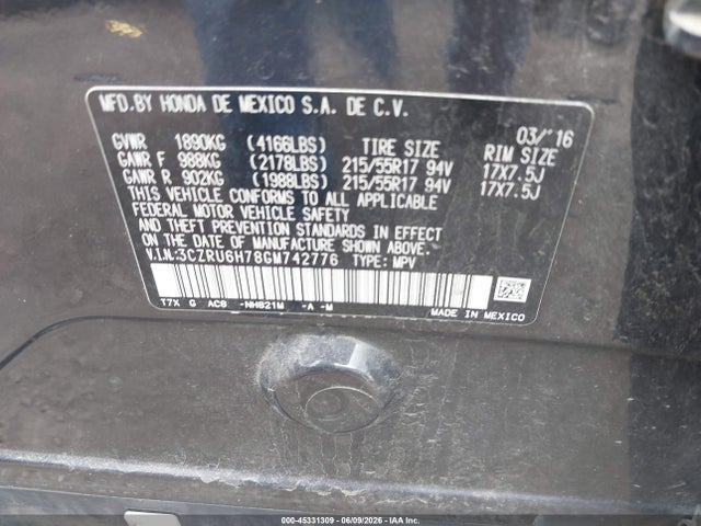 3CZRU6H78GM742776 Honda Hr-v Ex-l