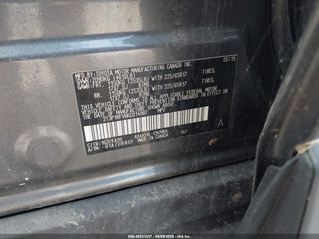 Продаж на аукціоні авто 2019 Toyota Rav4 Xle, vin: 2T3P1RFV6KC014987, номер лоту: 45331337