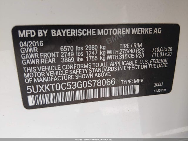 5UXKT0C53G0S78066 BMW X5 Edrive Xdrive40e