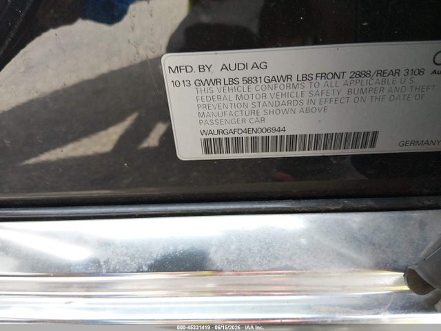 Продажа на аукционе авто 2014 Audi A8 L 3.0t, vin: WAURGAFD4EN006944, номер лота: 45331419