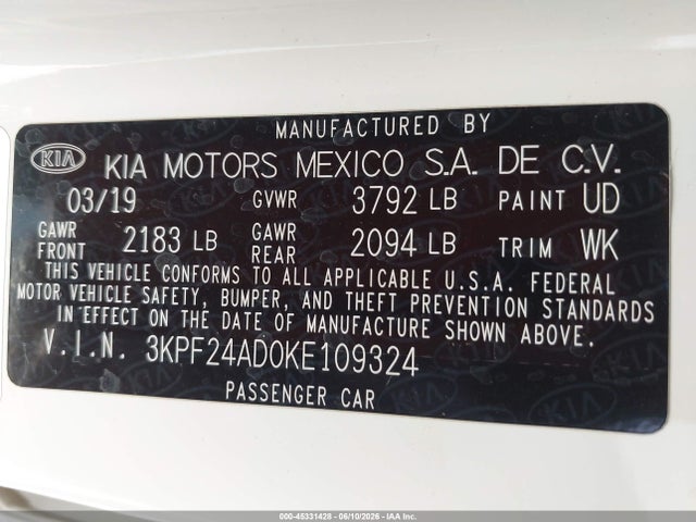 KIA Forte Lxs 2019 3KPF24AD0KE109324 Image 9