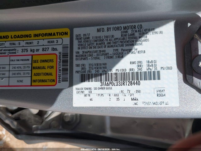 Ford Fusion Hybrid Se 2018 3FA6P0LU3JR128440 Image 9