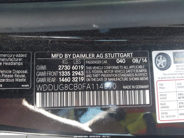 WDDUG8CB0FA114890 Mercedes-Benz S 550
