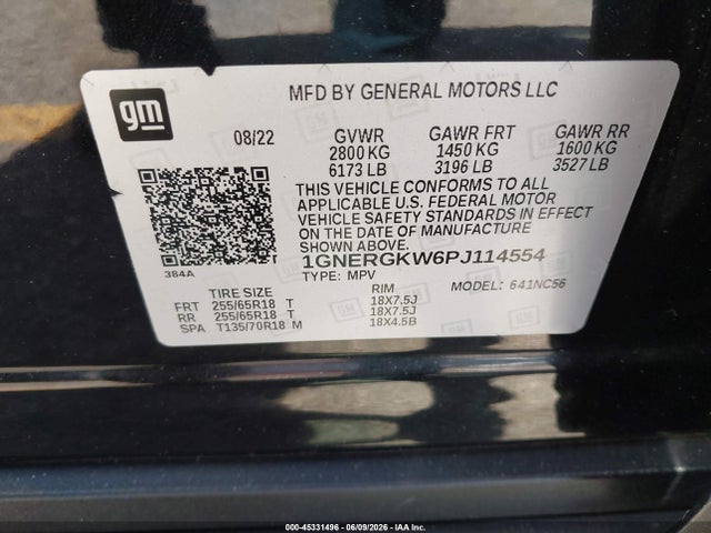 1GNERGKW6PJ114554 Chevrolet Traverse Fwd Lt Cloth
