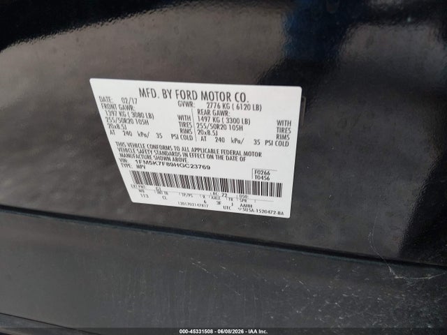 Aukcja sprzedaży 2017 Ford Explorer Limited, vin: 1FM5K7F89HGC23769, numer aukcji: 45331508