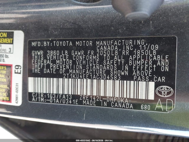 Продажа на аукционе авто 2010 Toyota Matrix, vin: 2T1KU4EE1AC304583, номер лота: 45331542