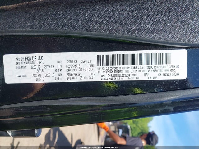 2016 Jeep Wrangler Unlimited Sahara მანქანა იყიდება აუქციონზე, vin: 1C4BJWEG3GL119894, აუქციონის ნომერი: 45331595